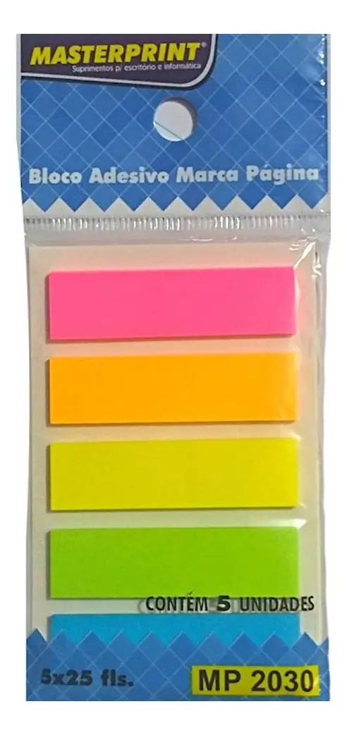 Bloco Adesivo Para Anotações Neon 5 Cores 125 Folhas Mp-2030